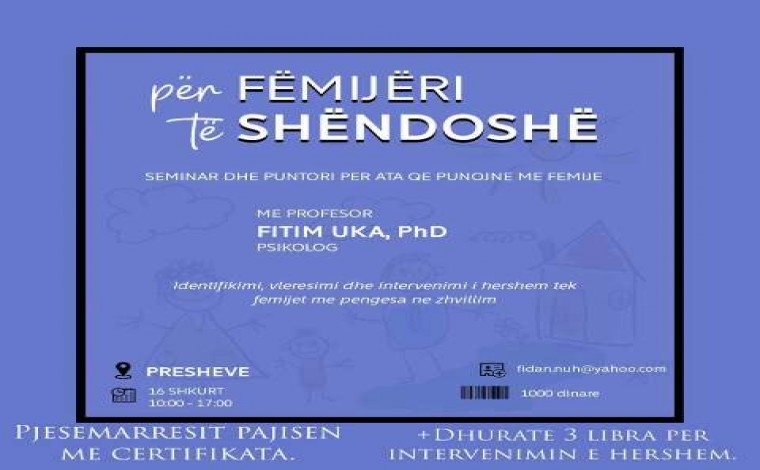 Organizohet seminar në Preshevë “Për Fëmijëri të Shëndoshë”