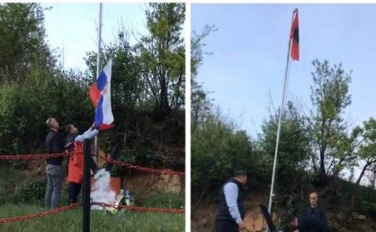 Largohet flamuri serb e rikthehet flamuri kombëtar te lapidari i dëshmorit Fatmir Ibishi në Bujanoc (video)