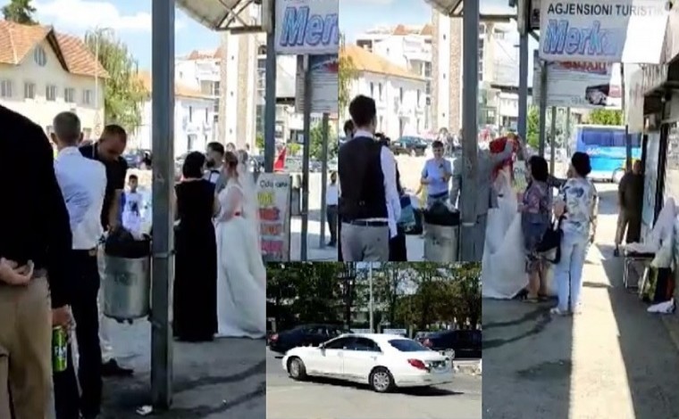 Nusja nga Presheva dhe dhëndri nga Podujeva bëjnë ‘dasmë’ në stacionin e autobusëve në Gjilan (video)