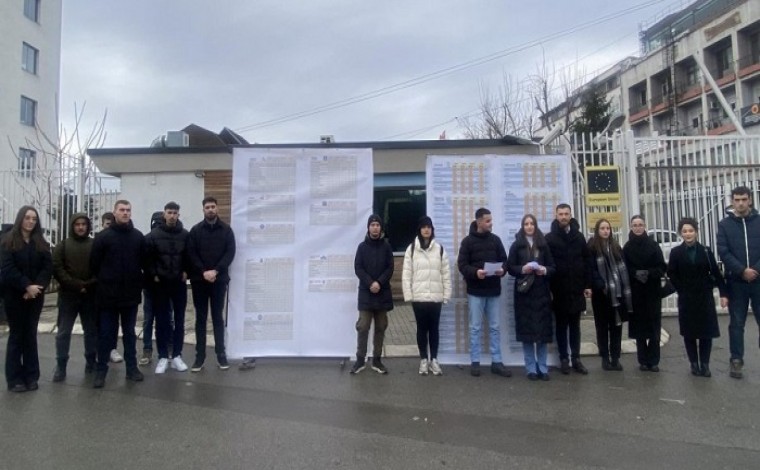 Studentët protestuan para Zyrës së BE-së në Prishtinë, përmendin vështirësitë e shqiptarëve në institucione të Serbisë