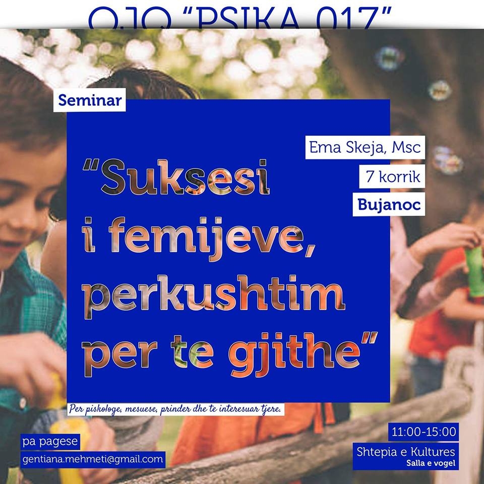 Seminar për fëmijët, prindërit dhe mësuesit në Bujanoc, regjistrohu