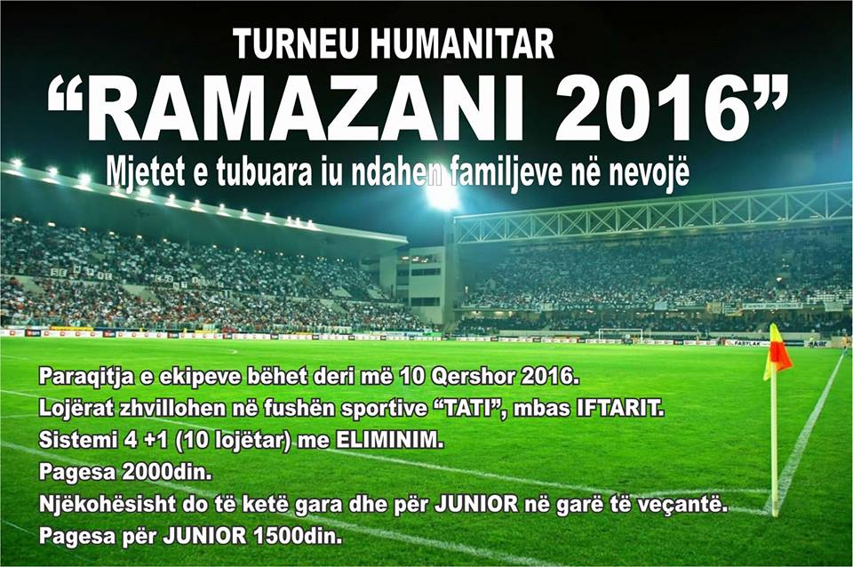 Preshevë: Organizohet turnir humanitar në futboll "Ramazani 2016"